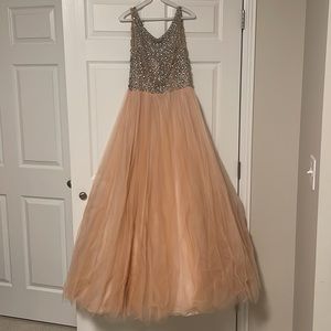 Pink and sliver prom dress